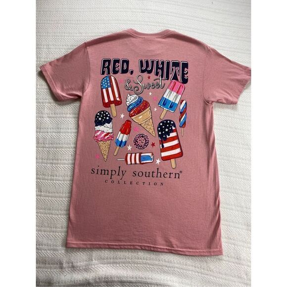 SIMPLY SOUTHERN  SMALL “RED, WHITE & SWEET” Tshirt - Picture 5 of 8